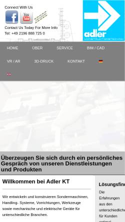 Vorschau der mobilen Webseite www.adler-kt.de, Adler Konstruktionstechnik GmbH