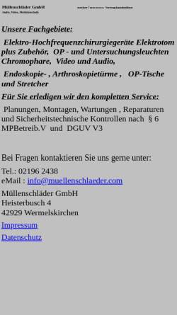 Vorschau der mobilen Webseite www.muellenschlaeder.com, Müllenschläder GmbH