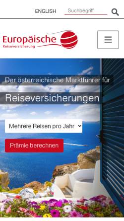 Vorschau der mobilen Webseite www.europaeische.at, Europäische Reiseversicherung AG