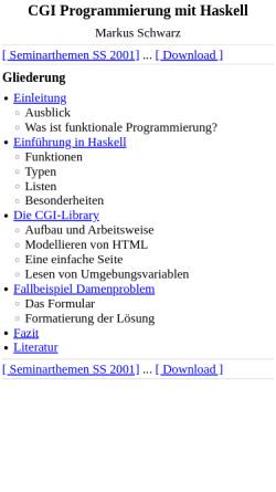 Vorschau der mobilen Webseite www.fh-wedel.de, CGI Programmierung mit Haskell