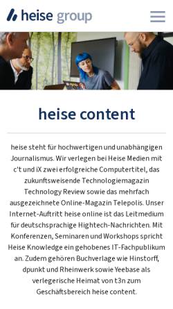 Vorschau der mobilen Webseite www.heise-medien.de, Heise Medien Gruppe GmbH & Co. KG