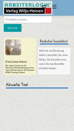 Vorschau der mobilen Webseite www.verlag-wh.de, Verlag Wiljo Heinen