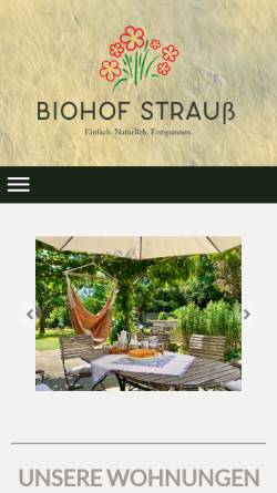 Vorschau der mobilen Webseite www.biohof-strauss.de, Biohof Strauß