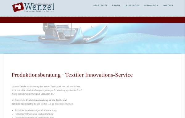 Vorschau von www.pb-wenzel.de, Produktionsberatung für die Bekleidungsindustrie - Gerhard Wenzel