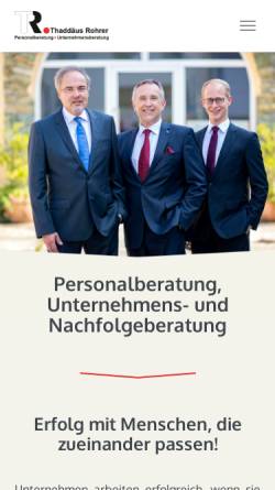 Vorschau der mobilen Webseite www.rohrer.de, TRUB Thaddäus Rohrer Unternehmensberatung