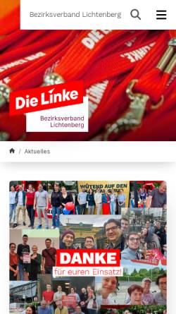 Vorschau der mobilen Webseite www.die-linke-lichtenberg.de, Die Linke. Lichtenberg