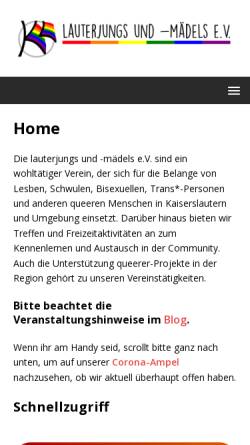 Vorschau der mobilen Webseite www.lauterjungs.de, lauterjungs und -mädels e.V.
