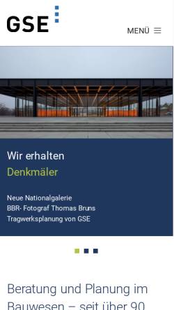 Vorschau der mobilen Webseite www.gse-berlin.de, GSE Ingenieur-Gesellschaft mbH