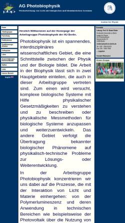 Vorschau der mobilen Webseite www-pbp.physik.hu-berlin.de, Arbeitsgruppe für Photobiophysik der Humboldt-Universität zu Berlin