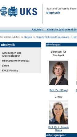 Vorschau der mobilen Webseite www.uniklinikum-saarland.de, Fachrichtung Biophysik