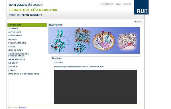 Vorschau von www.bph.ruhr-uni-bochum.de, Lehrstuhl für Biophysik an der Ruhr-Universität Bochum