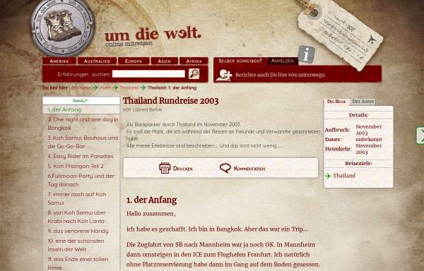 Vorschau von www.umdiewelt.de, Thailand Rundreise 2003 [Laurent Barbie]