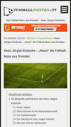 Vorschau der mobilen Webseite www.fussballschule-hansikreische.de, Fußballschule Hansi Kreische