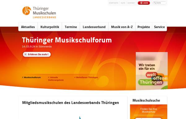 Vorschau von www.thueringer-musikschulen.de, Verband deutscher Musikschulen (VDM) e.V. Landesverband Thüringen