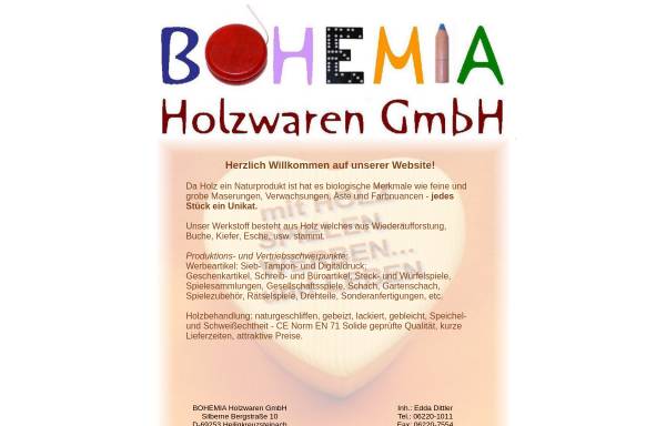 Vorschau von www.bohemia-gmbh.de, BOHEMIA Holzwaren GmbH