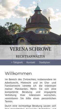 Vorschau der mobilen Webseite www.schrowe.de, Anwaltskanzlei Verena Schrowe