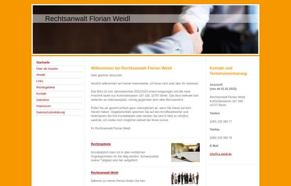 Vorschau von www.ra-weidl.de, Rechtsanwalt Florian Weidl