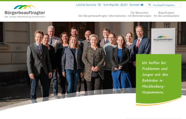 Vorschau von www.buergerbeauftragter-mv.de, Bürgerbeauftragter für Mecklenburg-Vorpommern