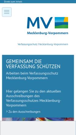 Vorschau der mobilen Webseite www.verfassungsschutz-mv.de, Innenministerium Mecklenburg-Vorpommern, Abteilung Verfassungsschutz