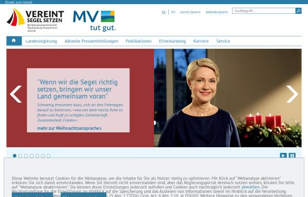 Vorschau von www.mv-regierung.de, Mecklenburg-Vorpommern Regierungsportal