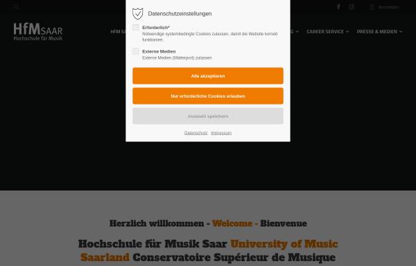 Vorschau von www.hfm.saarland.de, Hochschule für Musik Saar
