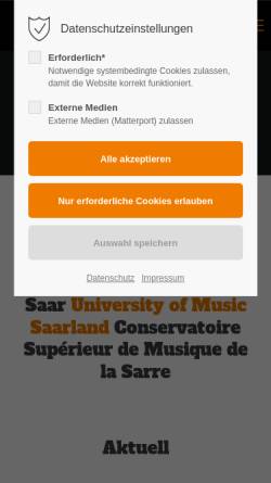Vorschau der mobilen Webseite www.hfm.saarland.de, Hochschule für Musik Saar