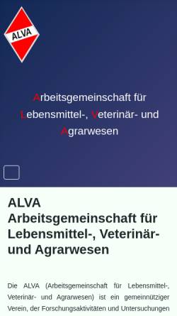 Vorschau der mobilen Webseite www.alva.at, Arbeitsgemeinschaft für Lebensmittel,- Veterinär- und Agrarwesen