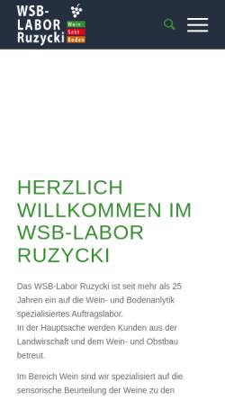 Vorschau der mobilen Webseite www.weinundbodenlabor.de, Wein-, Sekt-, und Zentrales Bodenlabor Ruzycki
