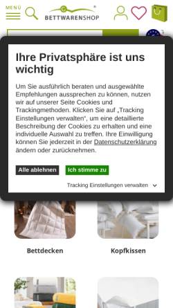 Vorschau der mobilen Webseite www.bettwaren-shop.de, Holger Genkinger GmbH