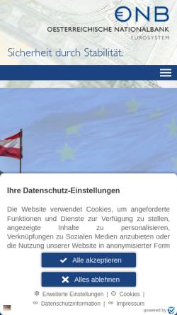 Vorschau der mobilen Webseite www.oenb.at, Oesterreichische Nationalbank
