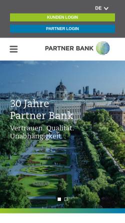 Vorschau der mobilen Webseite www.partnerbank.at, Partner Bank Aktiengesellschaft