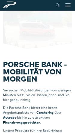 Vorschau der mobilen Webseite www.porschebank.at, Porsche Bank
