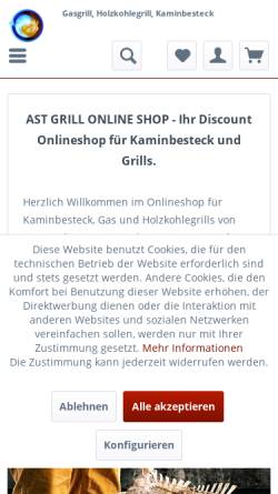 Vorschau der mobilen Webseite www.grill-online-shop.com, Grill Shop, AST Media und Event GmbH und Co. KG