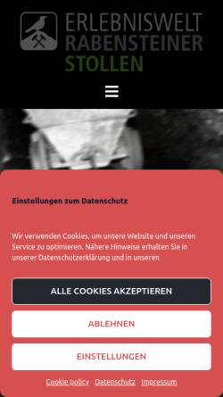 Vorschau der mobilen Webseite www.rabensteiner-stollen.de, Steinkohlen-Besucherbergwerk Rabensteiner Stollen