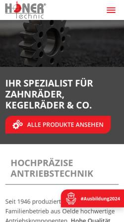 Vorschau der mobilen Webseite www.hoener.de, Heinrich Höner GmbH & Co. KG