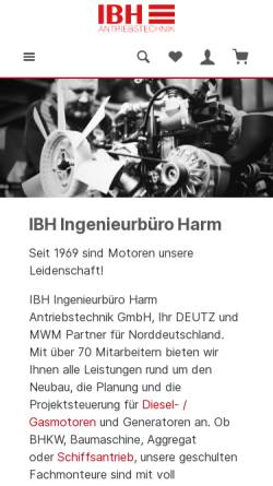 Vorschau der mobilen Webseite www.ibh-power.com, IBH Ingenieurbüro Harm Antriebstechnik GmbH