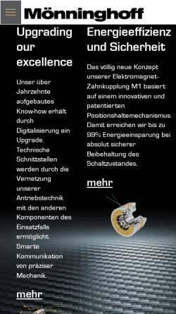 Vorschau der mobilen Webseite moenninghoff.de, Maschinenfabrik Mönninghoff GmbH & Co. KG