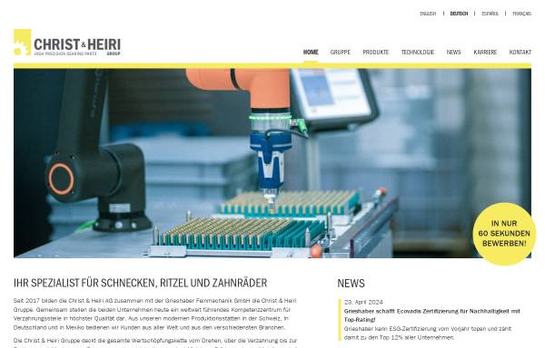 Vorschau von www.grieshaber-feinmechanik.de, Robert Grieshaber GmbH & Co. KG