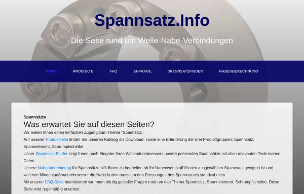 Vorschau von www.spannsatz.info, Spannsatz.info - Welle-Nabe-Verbindungen