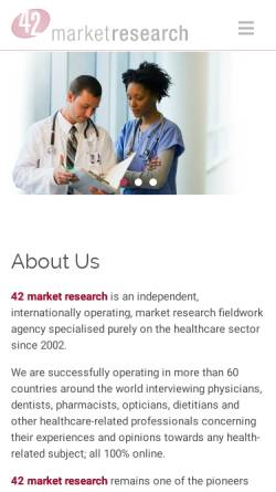 Vorschau der mobilen Webseite www.42mr.com, 42 Market Research, Inh. Dipl.-Wirtsch.-Ing. Wolfgang Sabathil