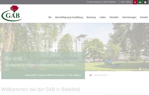 Vorschau von www.gab-bielefeld.de, Gesellschaft für Arbeits- und Berufsförderung mbH
