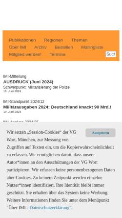 Vorschau der mobilen Webseite www.imi-online.de, Informationsstelle Militarisierung (IMI) e.V.