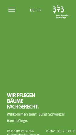 Vorschau der mobilen Webseite www.baumpflege-schweiz.ch, BSB - Bund Schweizer Baumpflege
