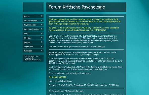 Vorschau von www.fkpsych.de, Forum Kritische Psychologie e.V.