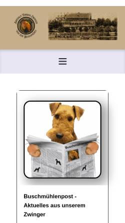 Vorschau der mobilen Webseite www.airedalezucht.de, Von der Buschmühle