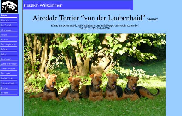 Vorschau von www.airedales-von-der-laubenhaid.de, Von der Laubenhaid