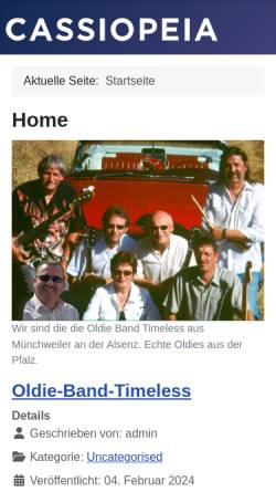 Vorschau der mobilen Webseite www.oldie-band-timeless.de, Timeless