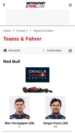 Vorschau der mobilen Webseite www.motorsport-total.com, Motorsport Total: Großer Preis von Bahrain / Manama
