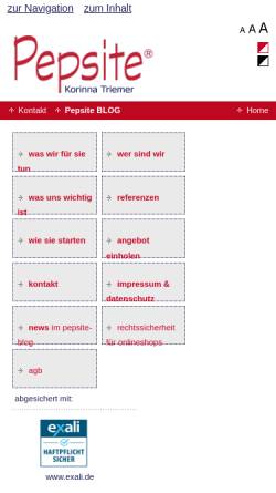 Vorschau der mobilen Webseite www.pepsite.de, Pepsite