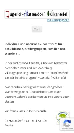 Vorschau der mobilen Webseite www.jugend-huettendorf.de, Jugend Hüttendorf Vulkaneifel